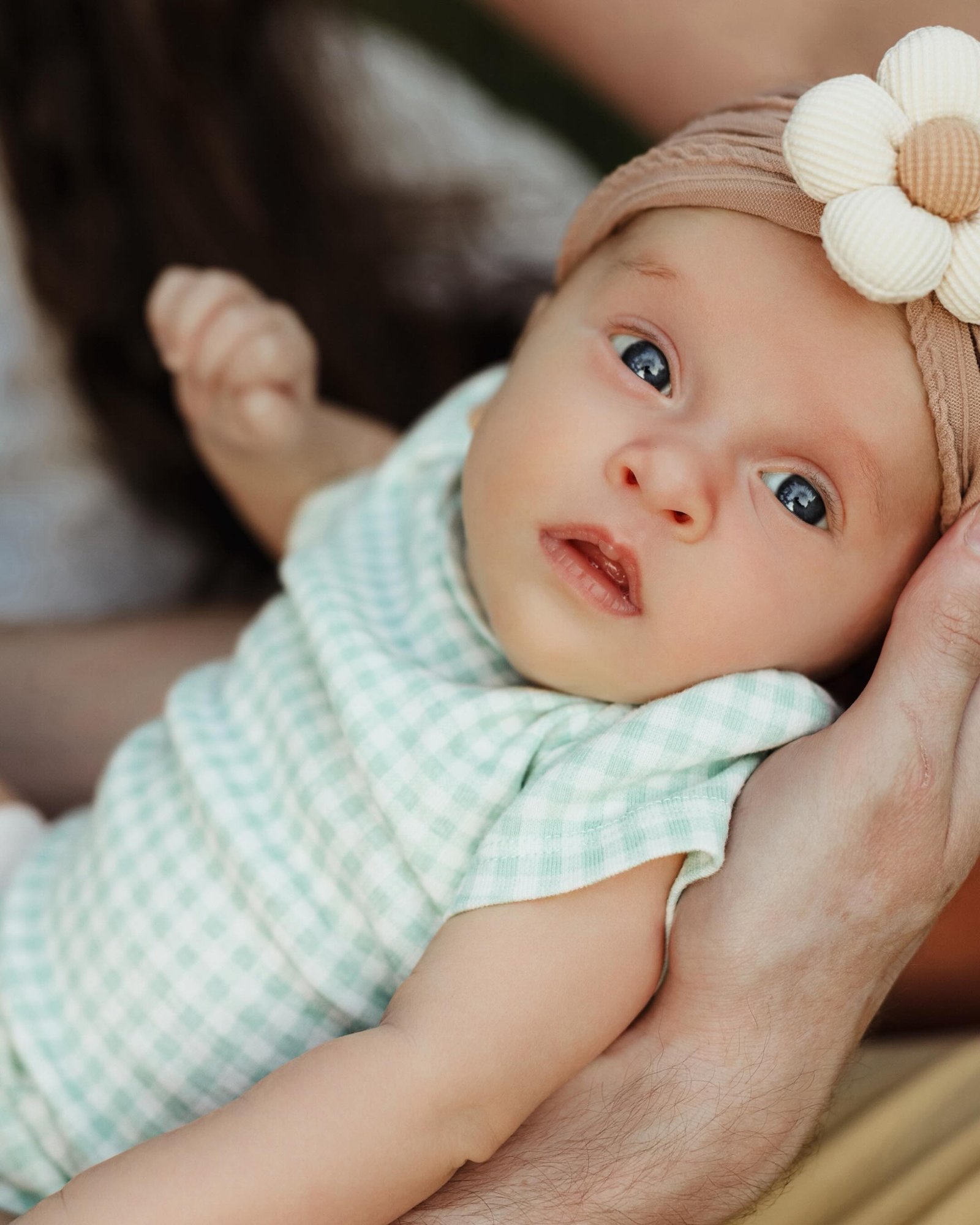 Newborn family moment at home